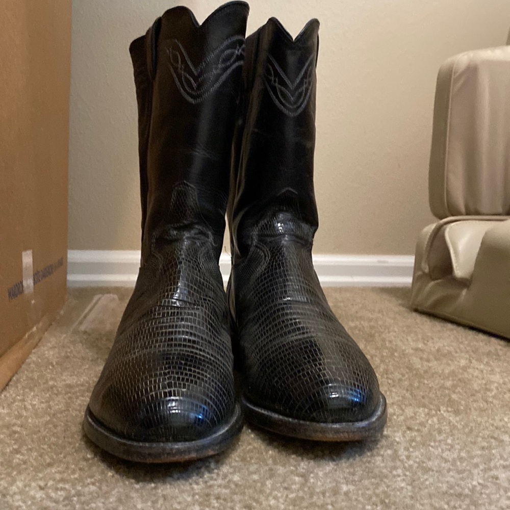 Justin boots black lizard